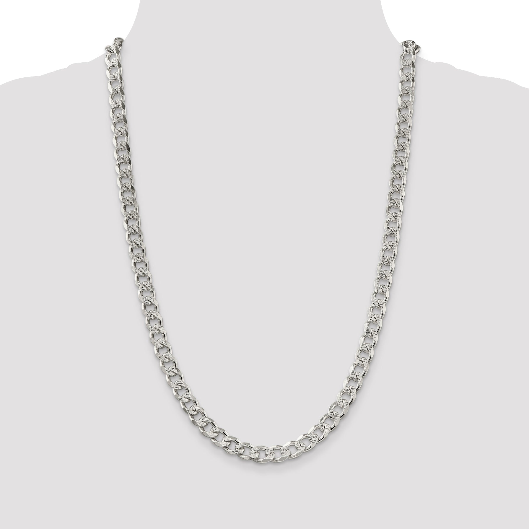Sterling Silver 8.3mm Pav‚ Curb Chain