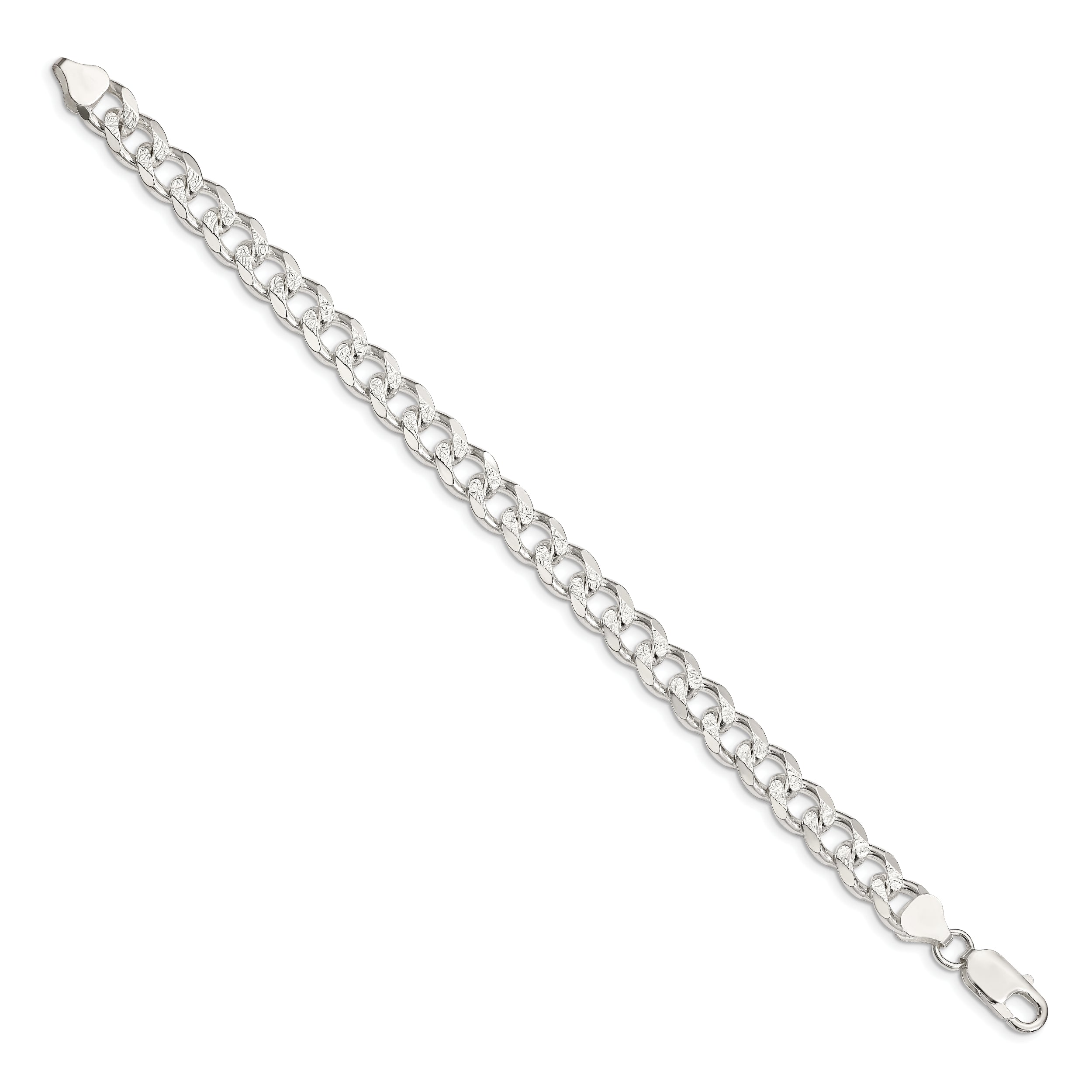 Sterling Silver 8.3mm Pav‚ Curb Chain