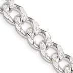 Sterling Silver 8.3mm Pave Curb Chain
