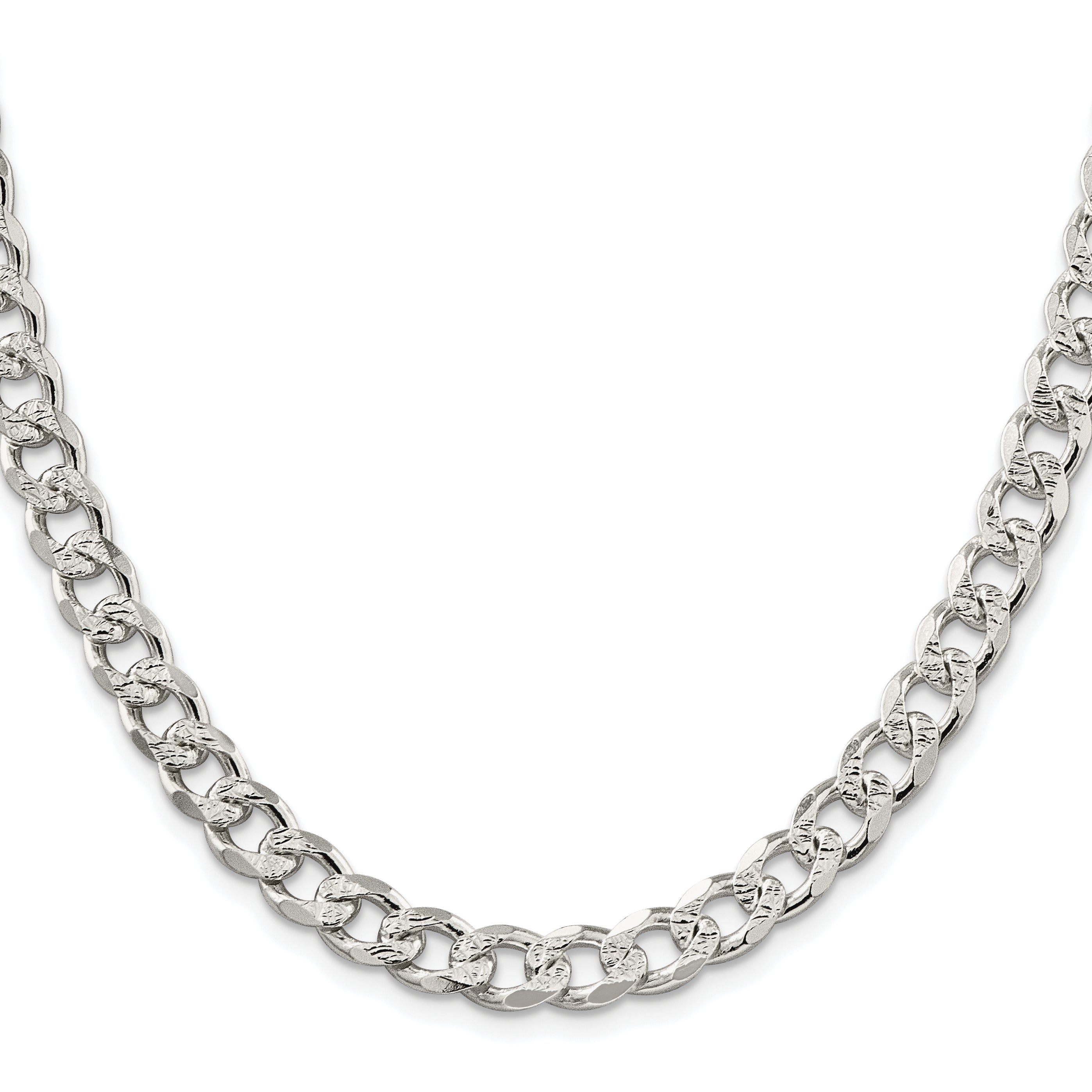 Sterling Silver Rhodium-plated 8.3mm Pav‚ Curb Chain