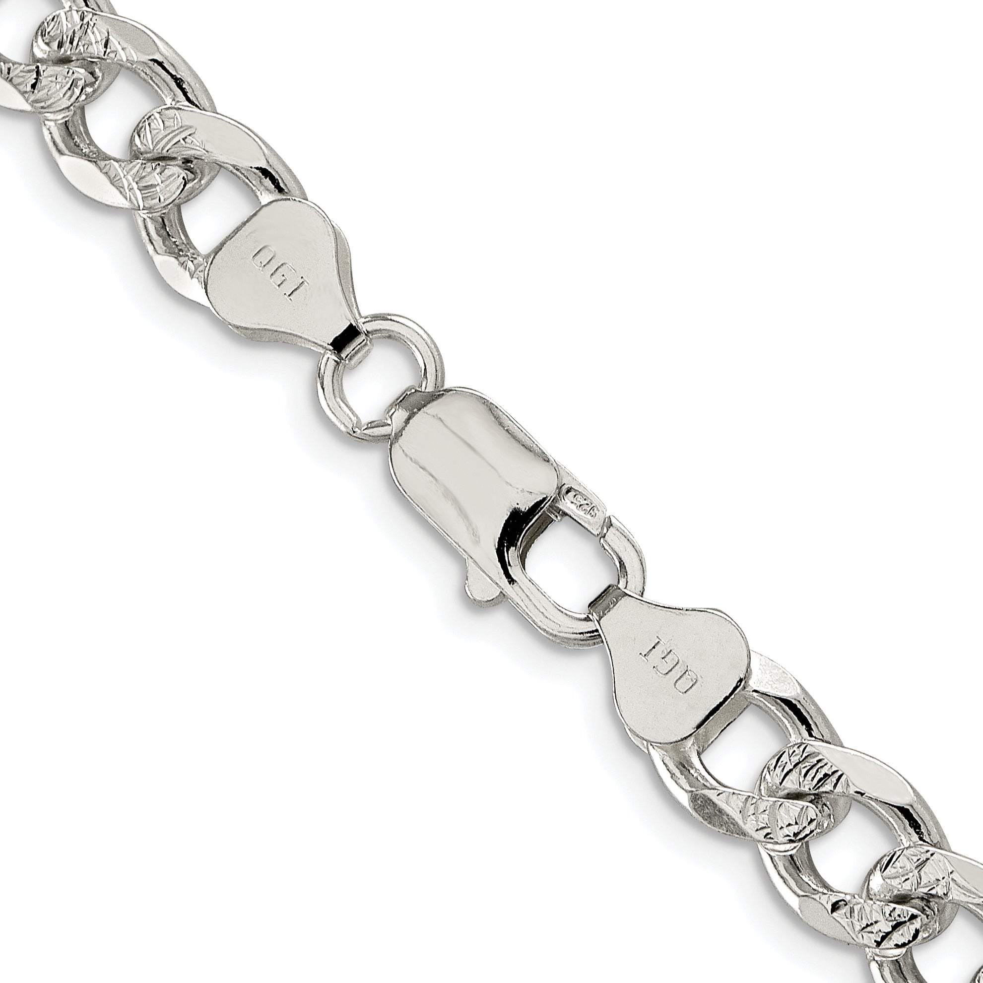 Sterling Silver Rhodium-plated 8.3mm Pav‚ Curb Chain