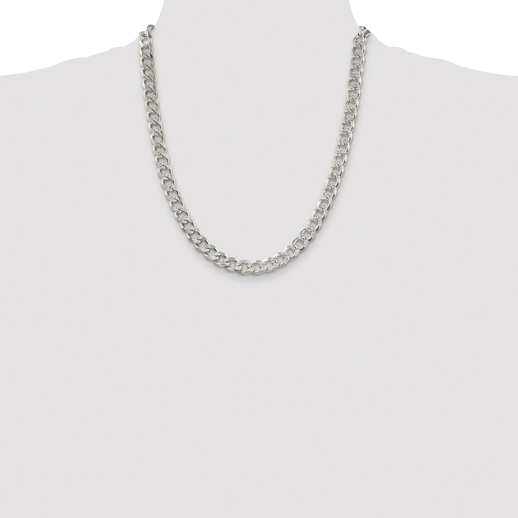 Sterling Silver Rhodium-plated 8.3mm Pav‚ Curb Chain