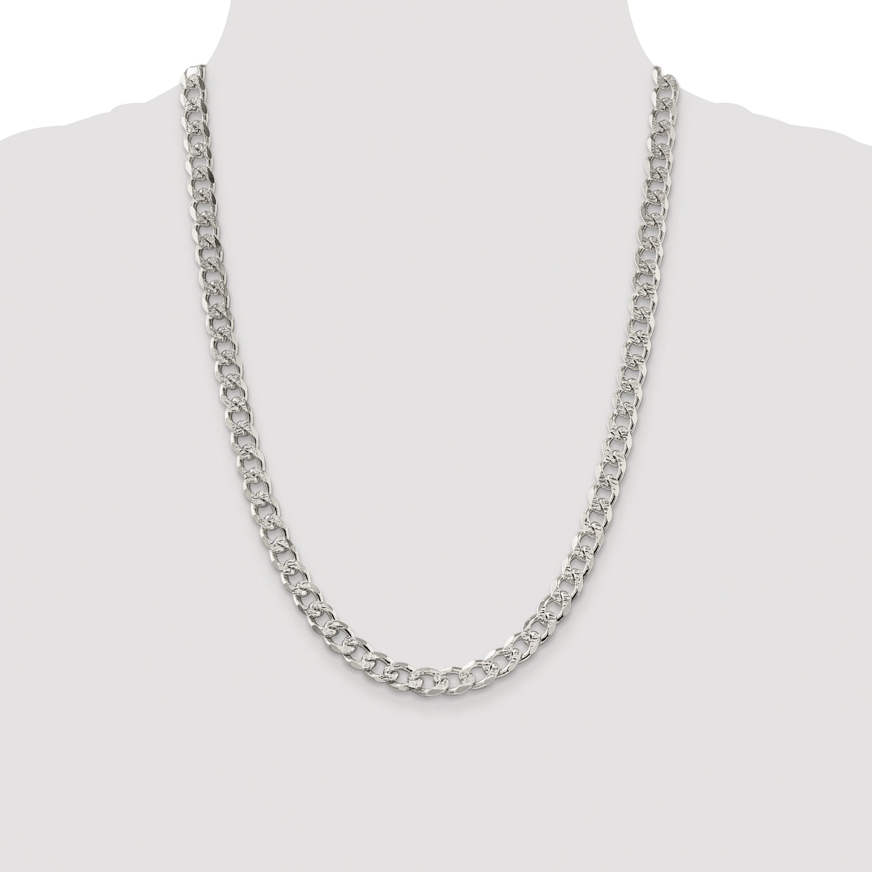 Sterling Silver Rhodium-plated 8.3mm Pav‚ Curb Chain