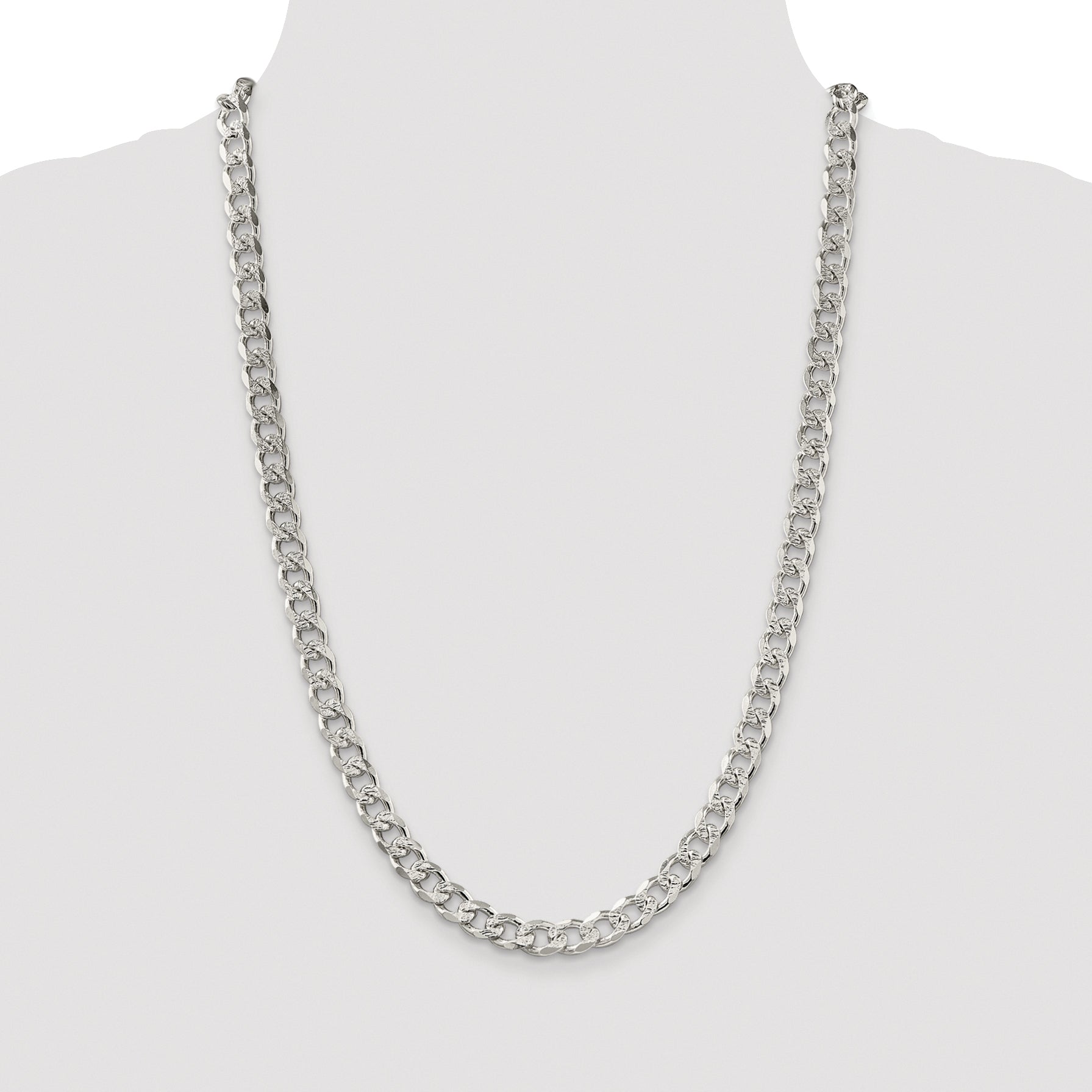 Sterling Silver Rhodium-plated 8.3mm Pav‚ Curb Chain