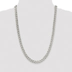 Sterling Silver Rhodium-plated 8.3mm Pav‚ Curb Chain
