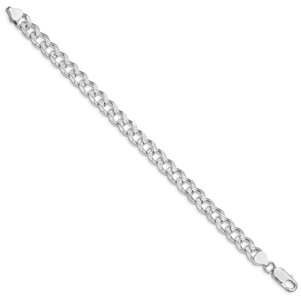Sterling Silver Rhodium-plated 8.3mm Pav‚ Curb Chain