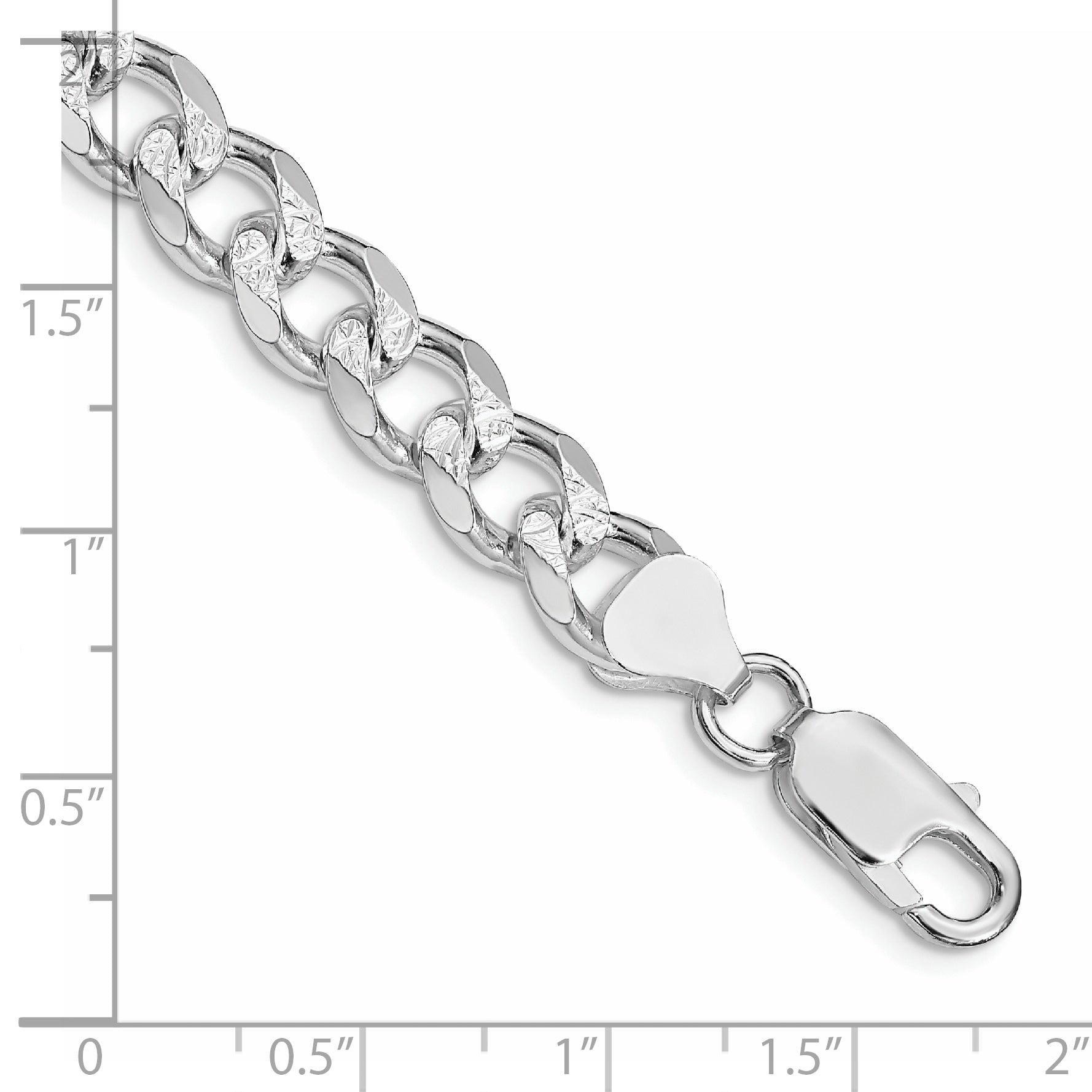 Sterling Silver Rhodium-plated 8.3mm Pav‚ Curb Chain