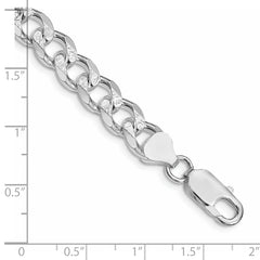Sterling Silver Rhodium-plated 8.3mm Pav‚ Curb Chain