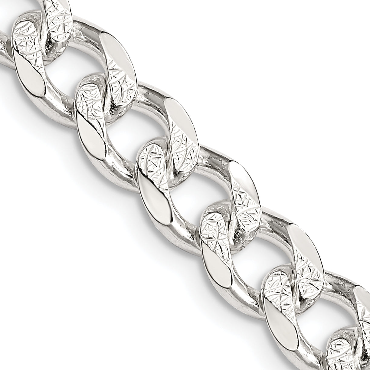 Sterling Silver 8.3mm Pav‚ Curb Chain