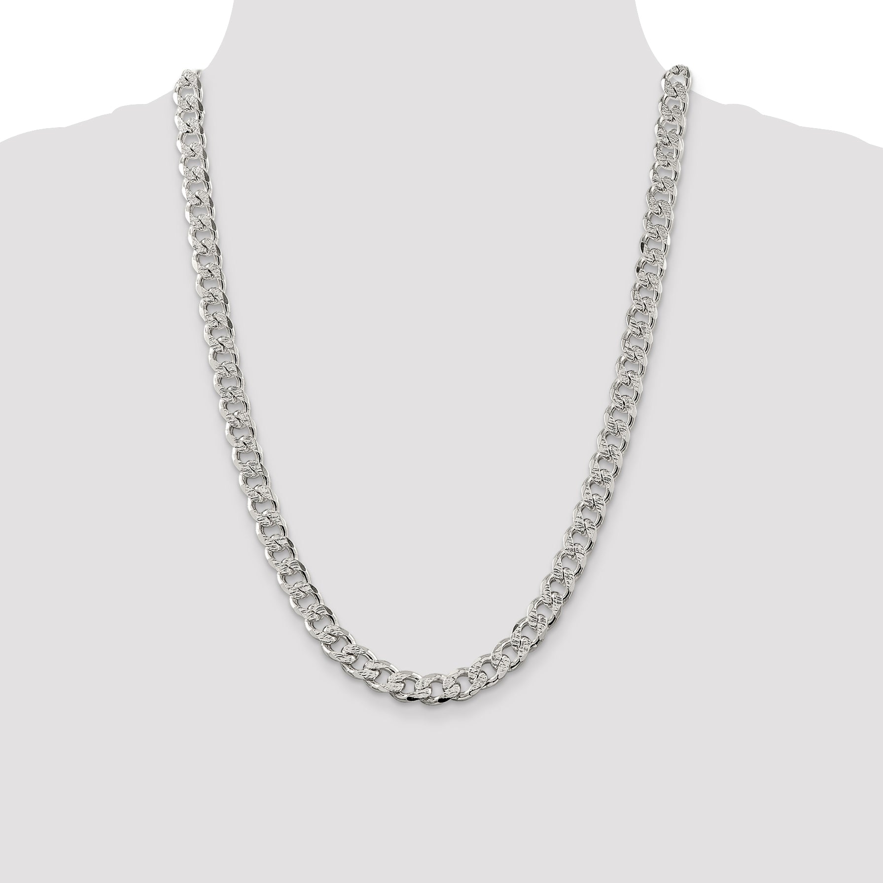 Sterling Silver 9.3mm Pav‚ Curb Chain