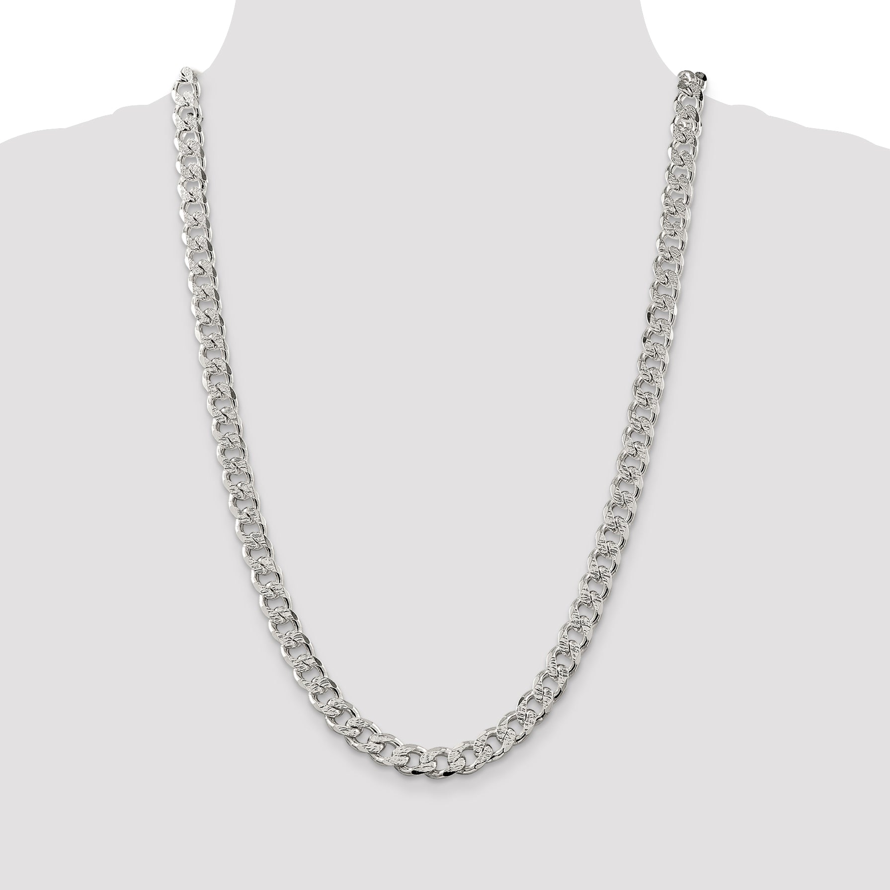 Sterling Silver 9.3mm Pav‚ Curb Chain
