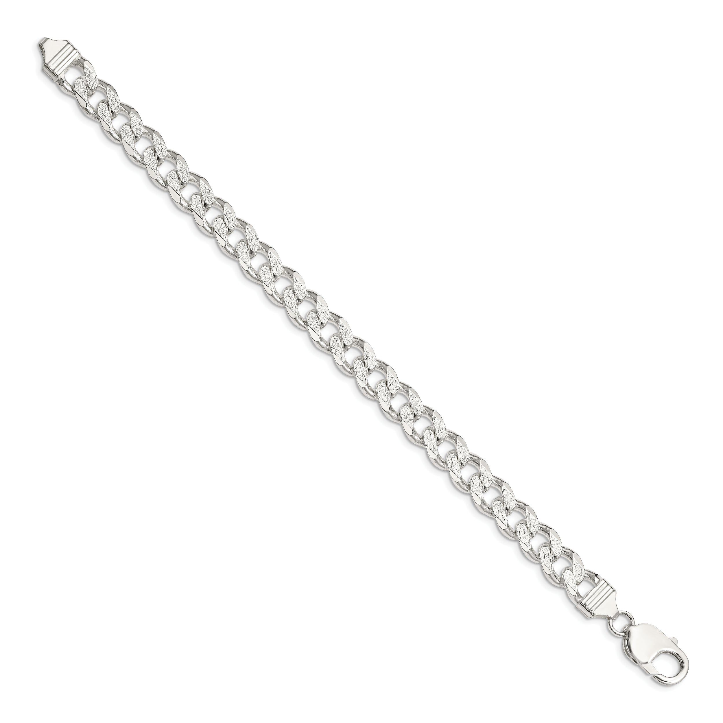 Sterling Silver 9.3mm Pav‚ Curb Chain