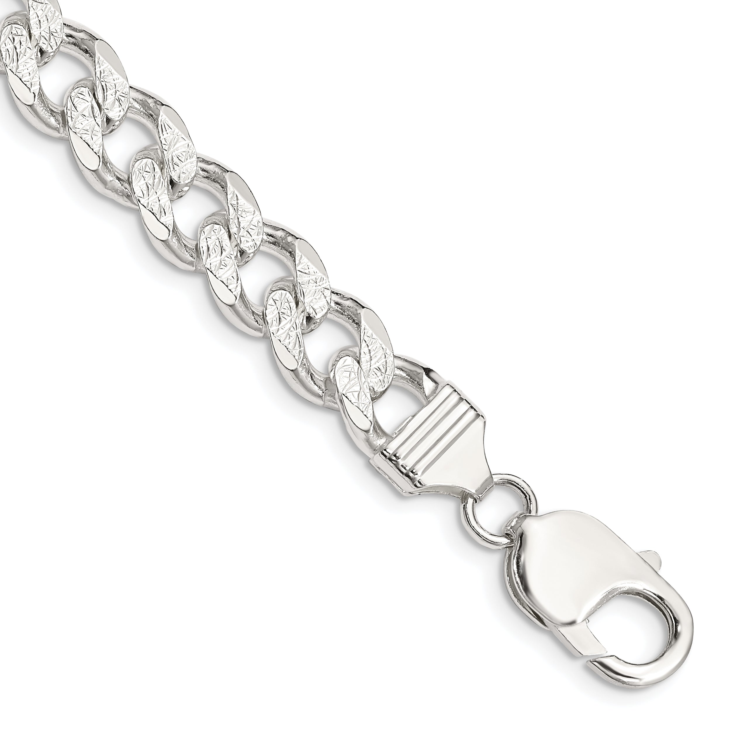 Sterling Silver 9.3mm Pav‚ Curb Chain