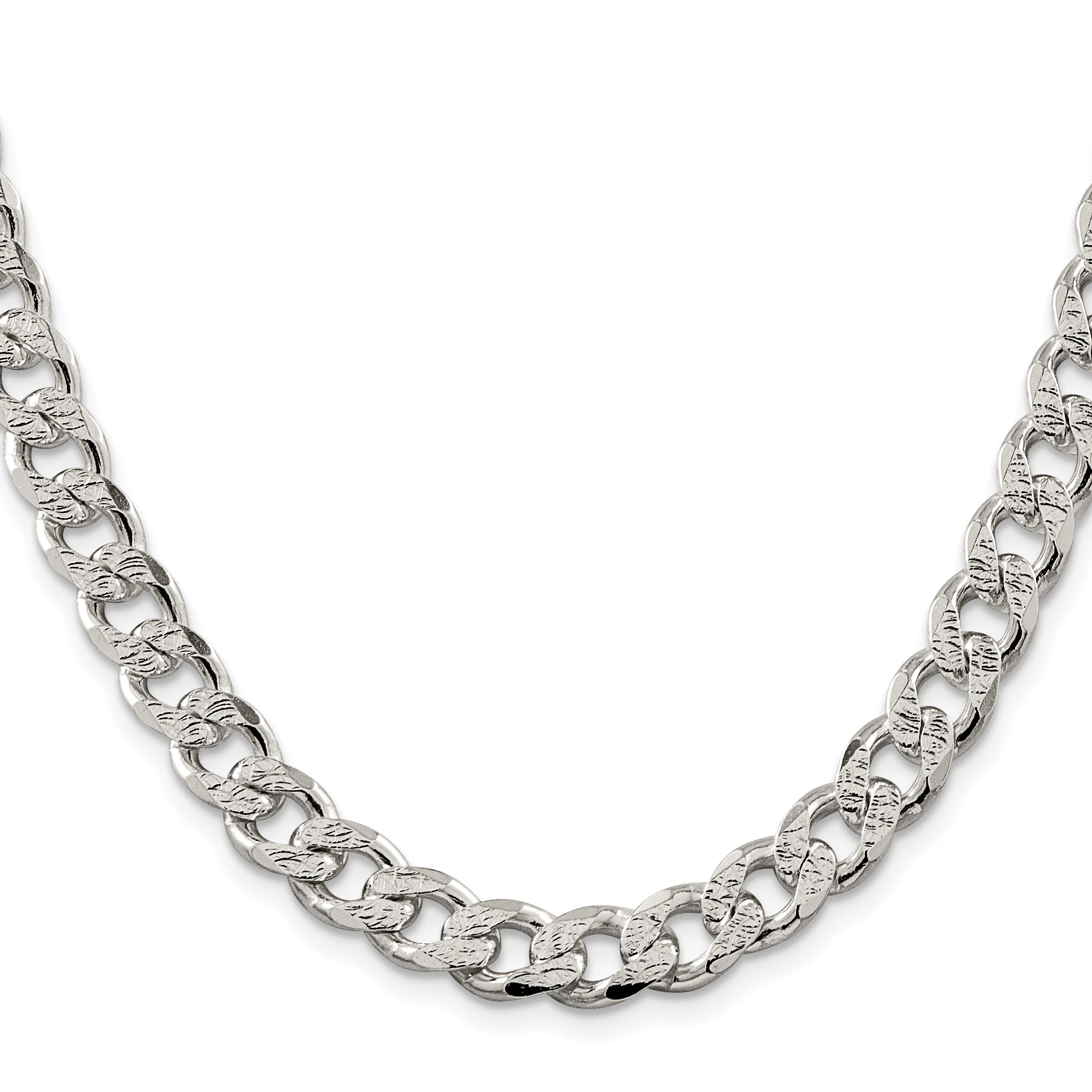 Sterling Silver Rhodium-plated 9.3mm Pav‚ Curb Chain