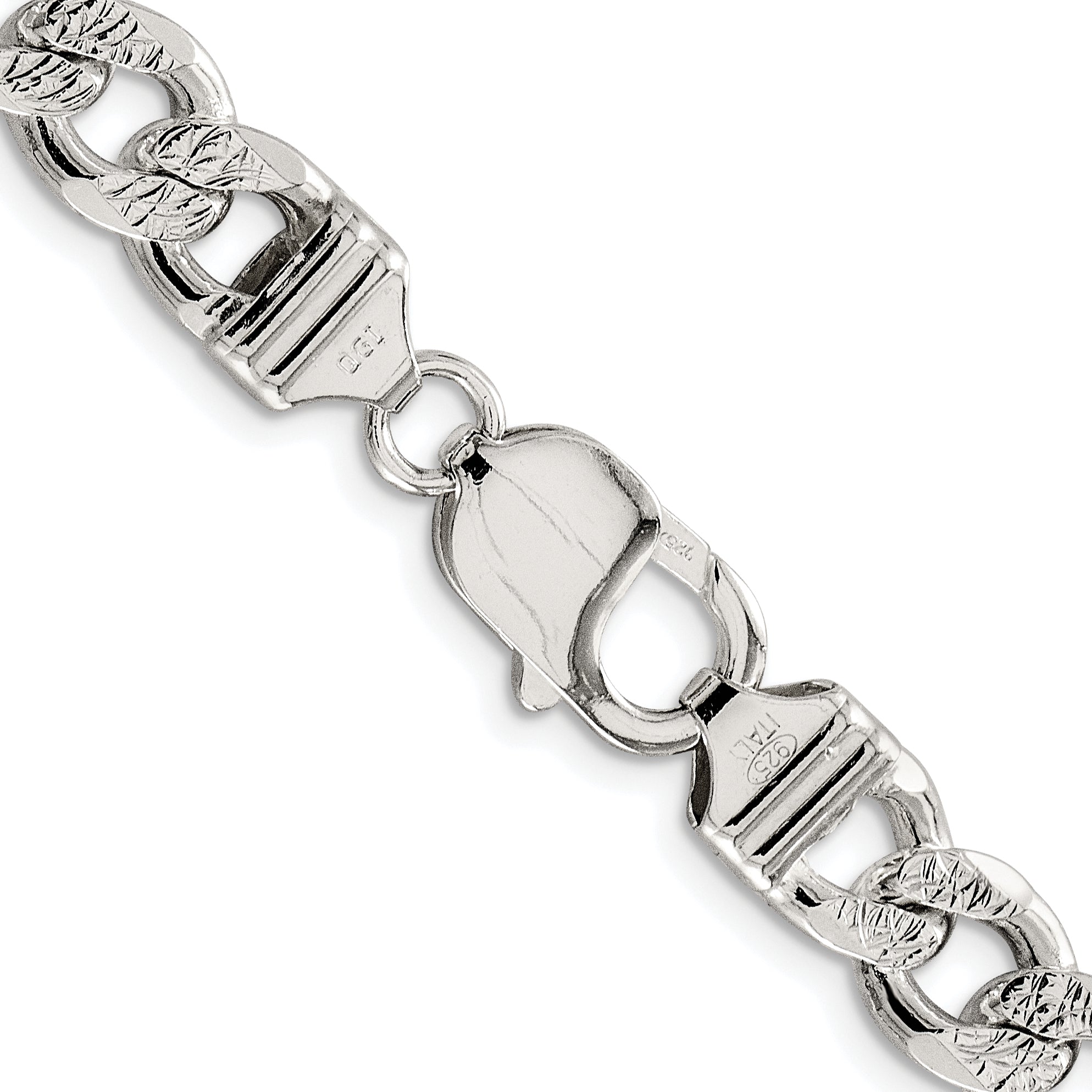 Sterling Silver Rhodium-plated 9.3mm Pav‚ Curb Chain