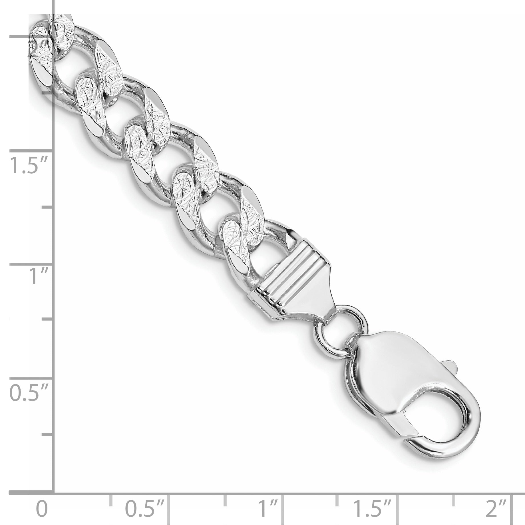 Sterling Silver Rhodium-plated 9.3mm Pav‚ Curb Chain