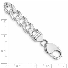 Sterling Silver Rhodium-plated 9.3mm Pav‚ Curb Chain