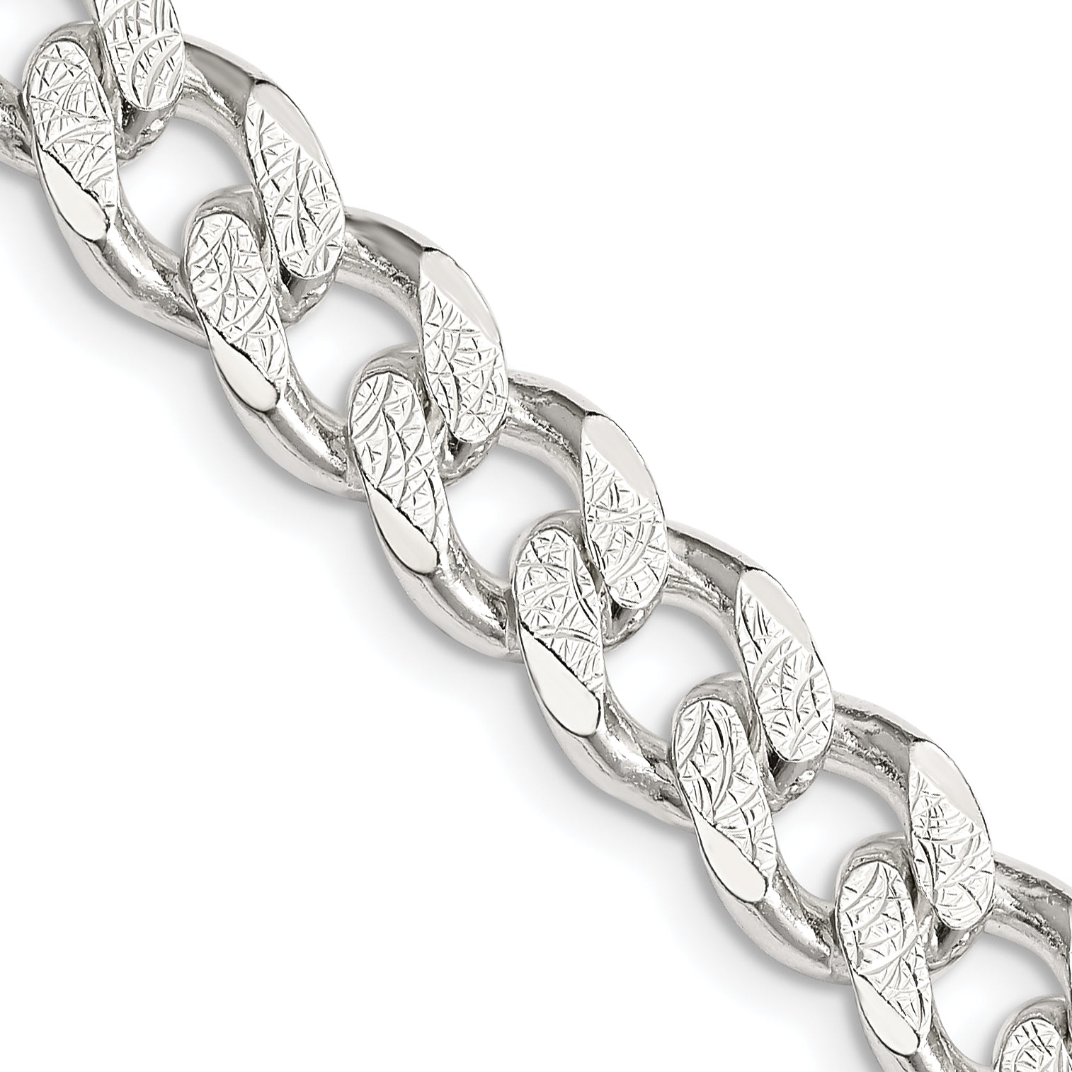 Sterling Silver 9.3mm Pav‚ Curb Chain