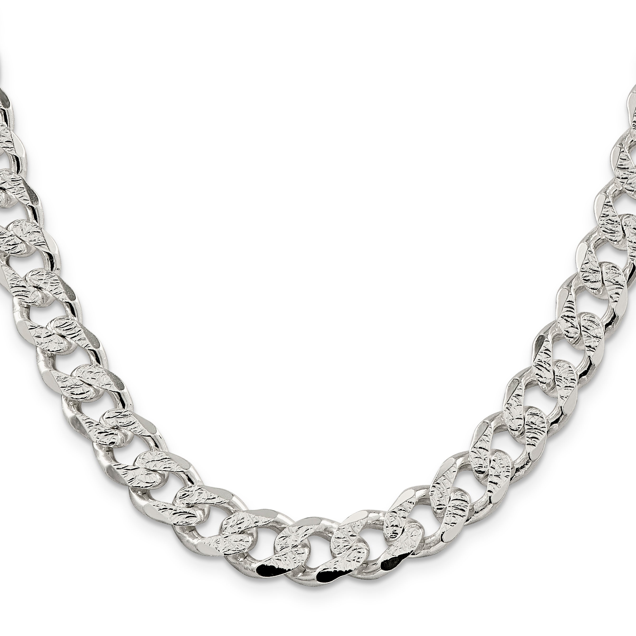 Sterling Silver 11.0mm Pav‚ Curb Chain