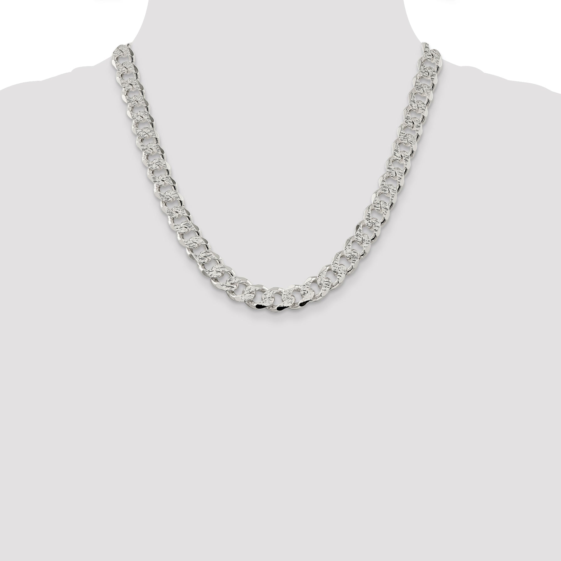 Sterling Silver 11.0mm Pav‚ Curb Chain