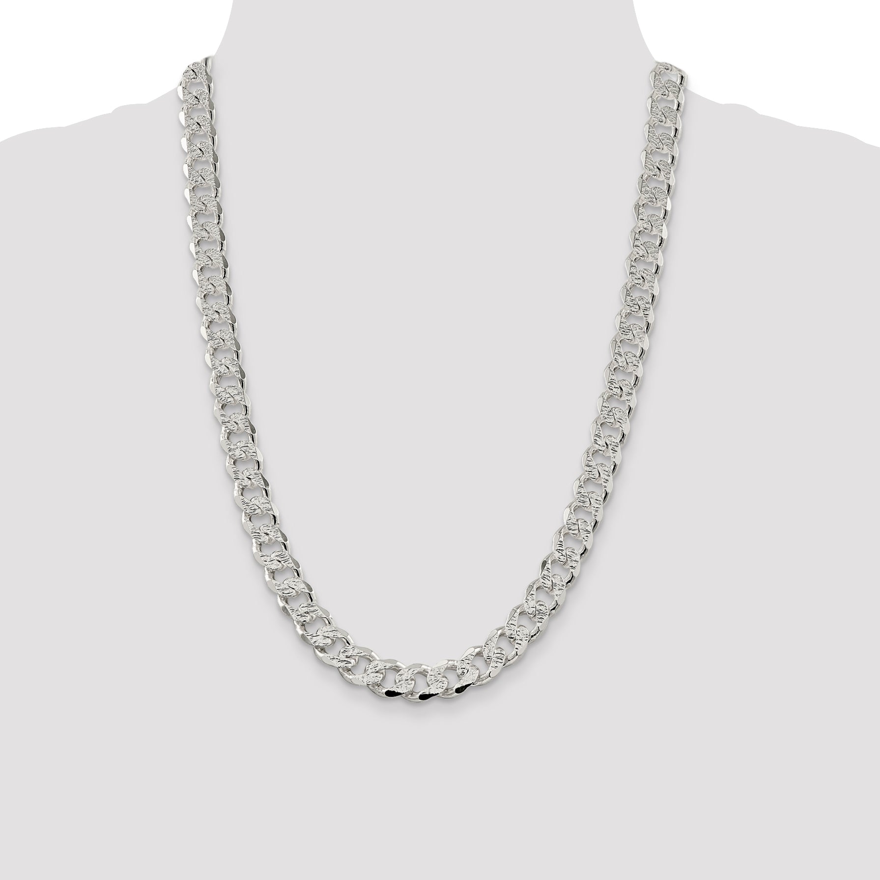 Sterling Silver 11.0mm Pav‚ Curb Chain