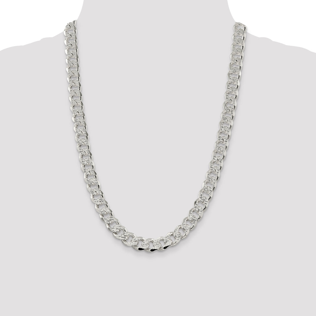 Sterling Silver 11.0mm Pav‚ Curb Chain