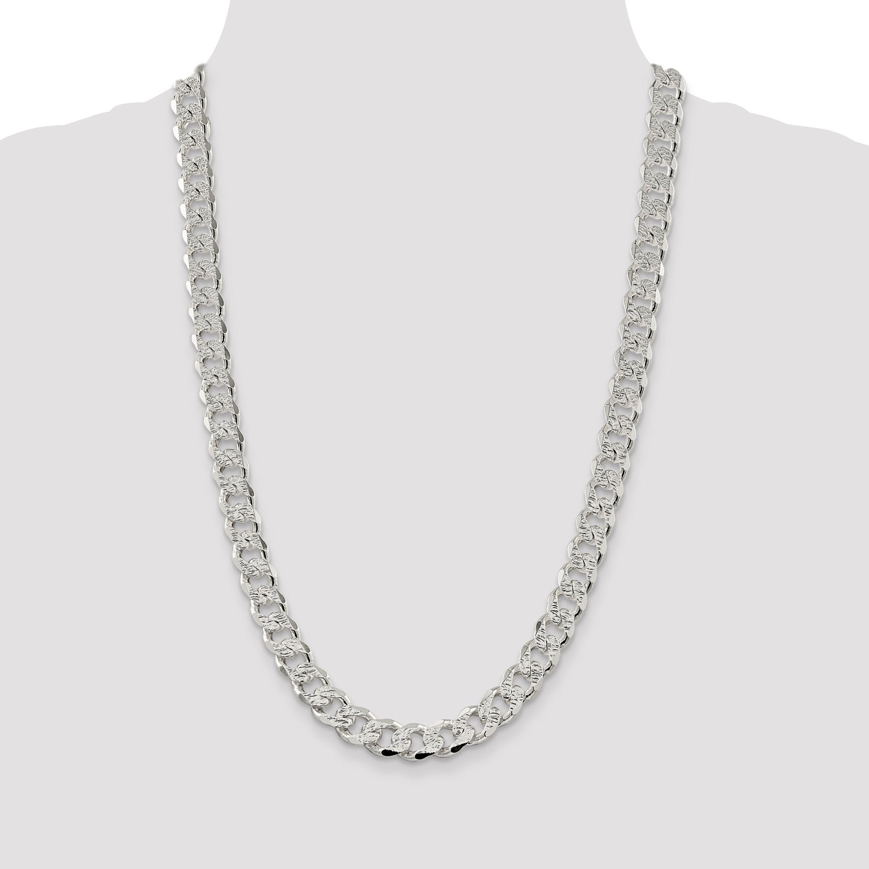 Sterling Silver 11.0mm Pav‚ Curb Chain