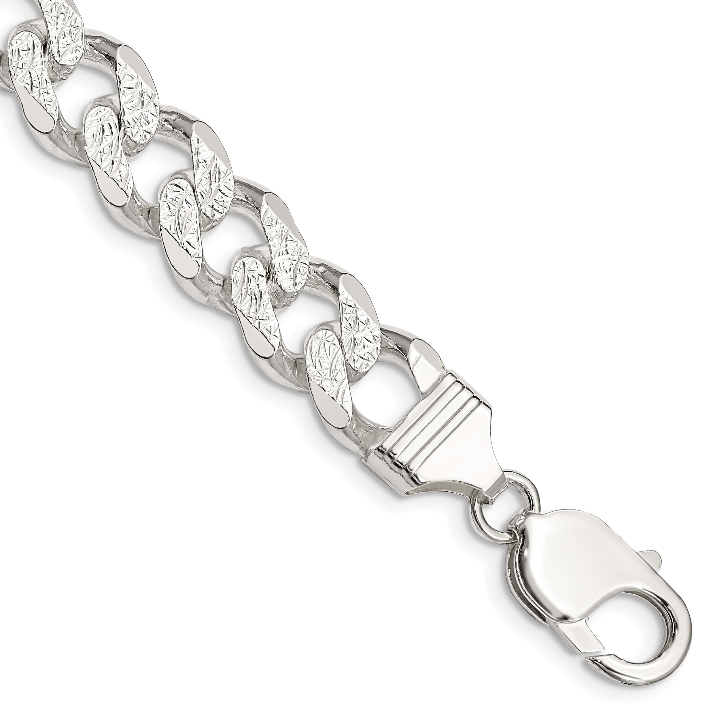 Sterling Silver 11.0mm Pav‚ Curb Chain