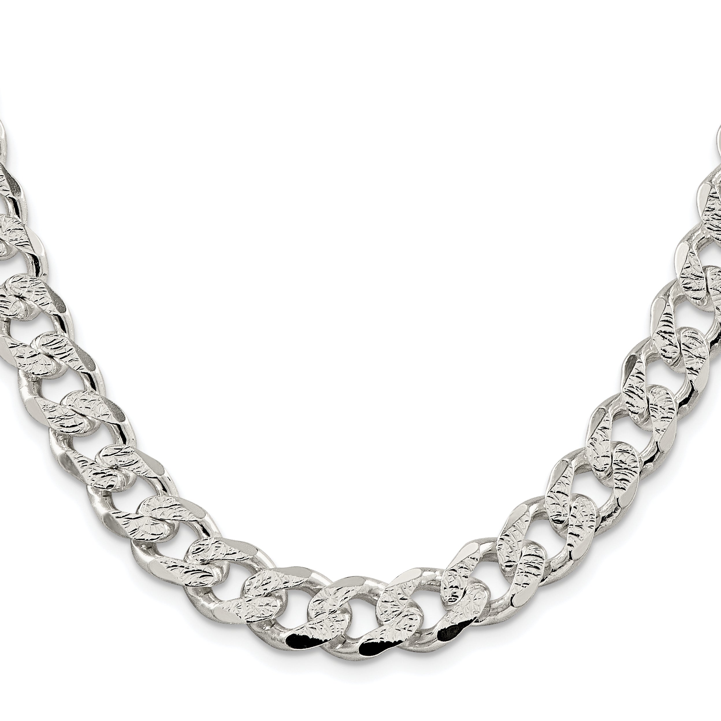 Sterling Silver Rhodium-plated 11.0mm Pav‚ Curb Chain