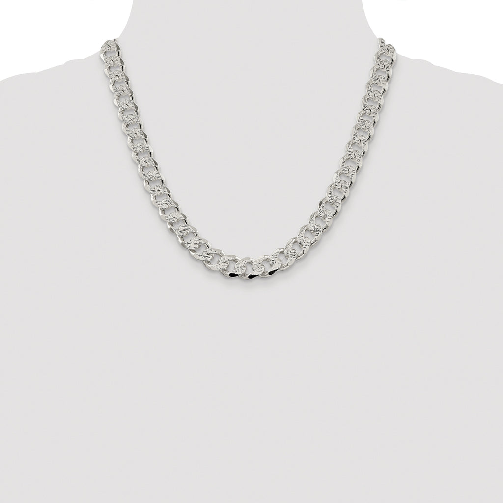 Sterling Silver Rhodium-plated 11.0mm Pav‚ Curb Chain