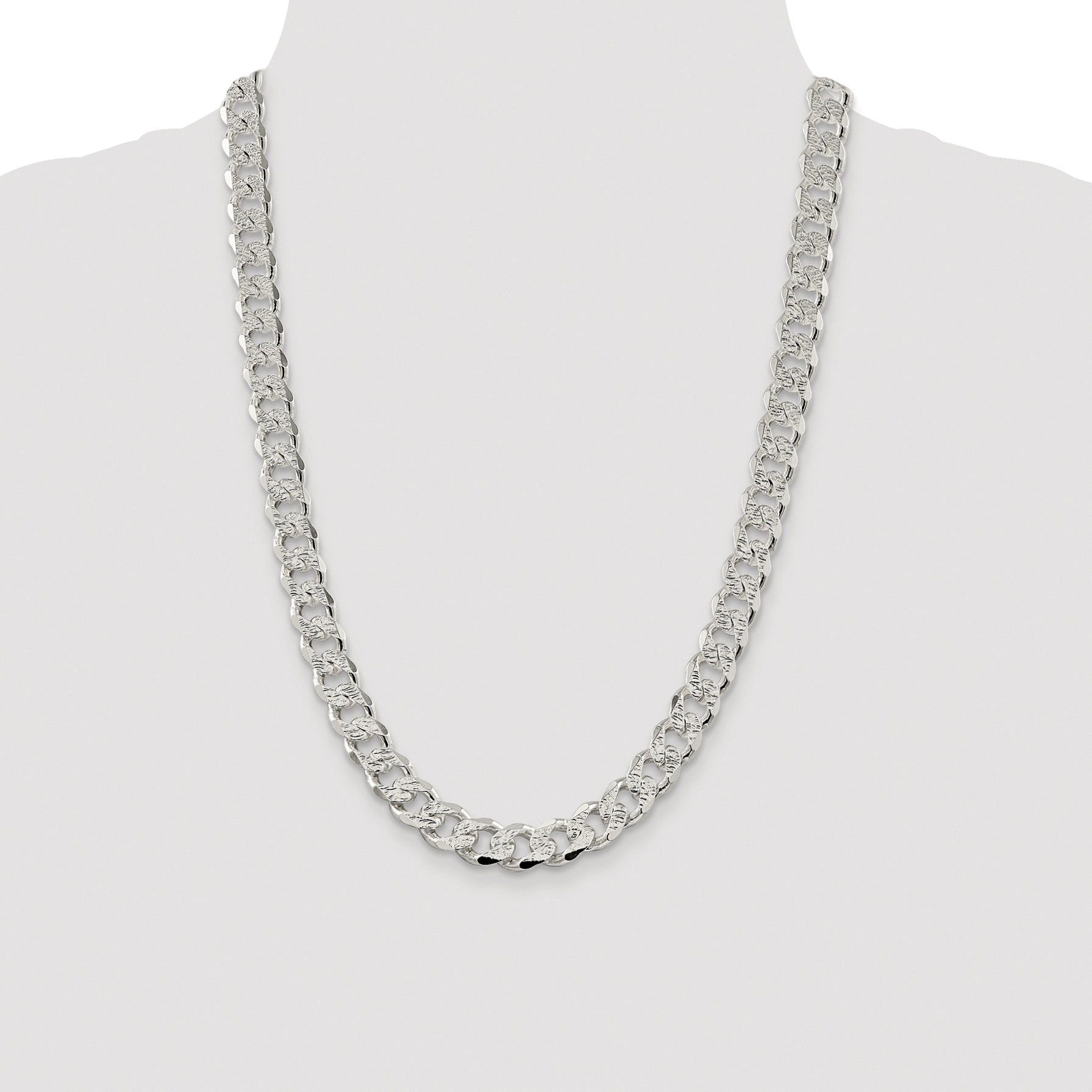 Sterling Silver Rhodium-plated 11.0mm Pav‚ Curb Chain