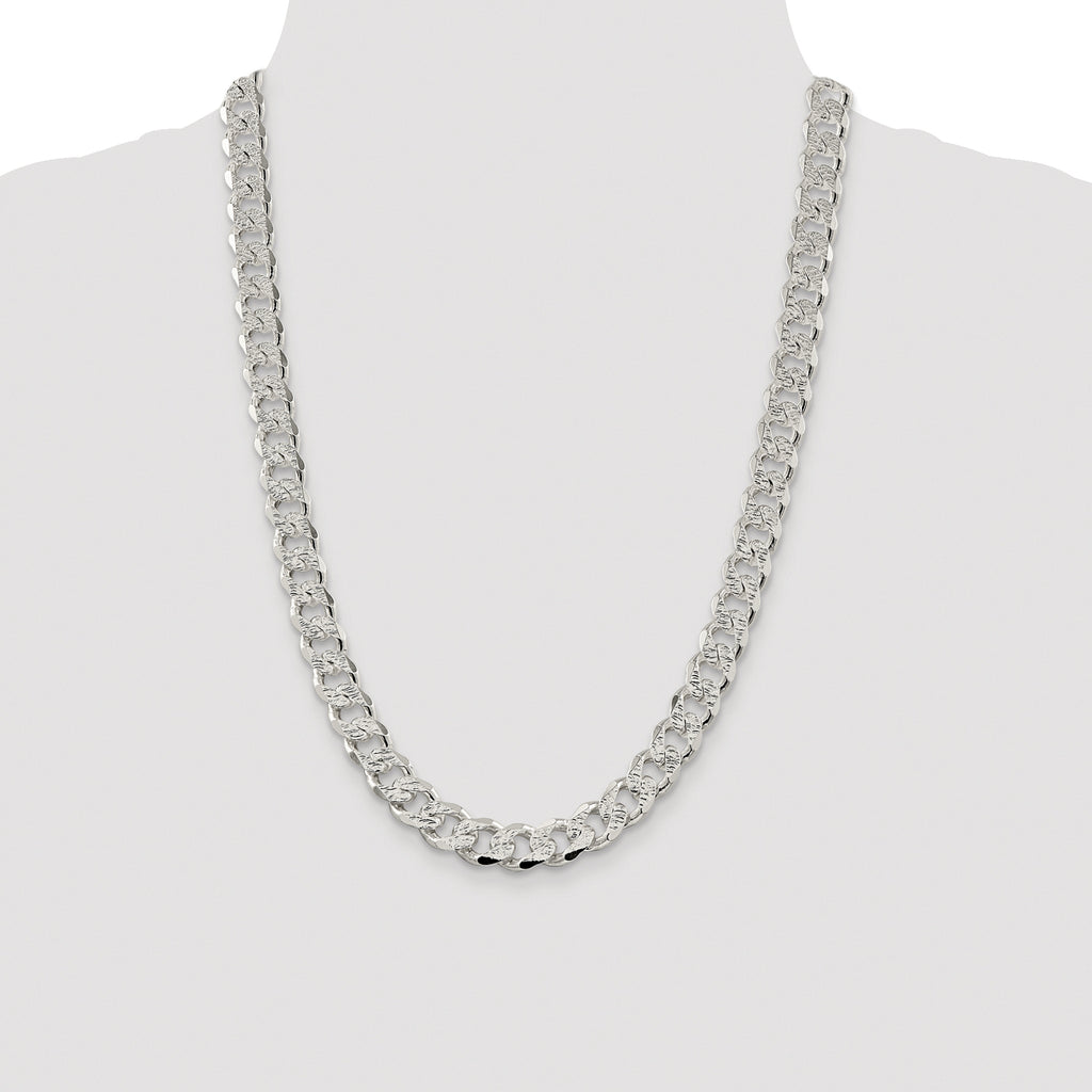 Sterling Silver Rhodium-plated 11.0mm Pav‚ Curb Chain