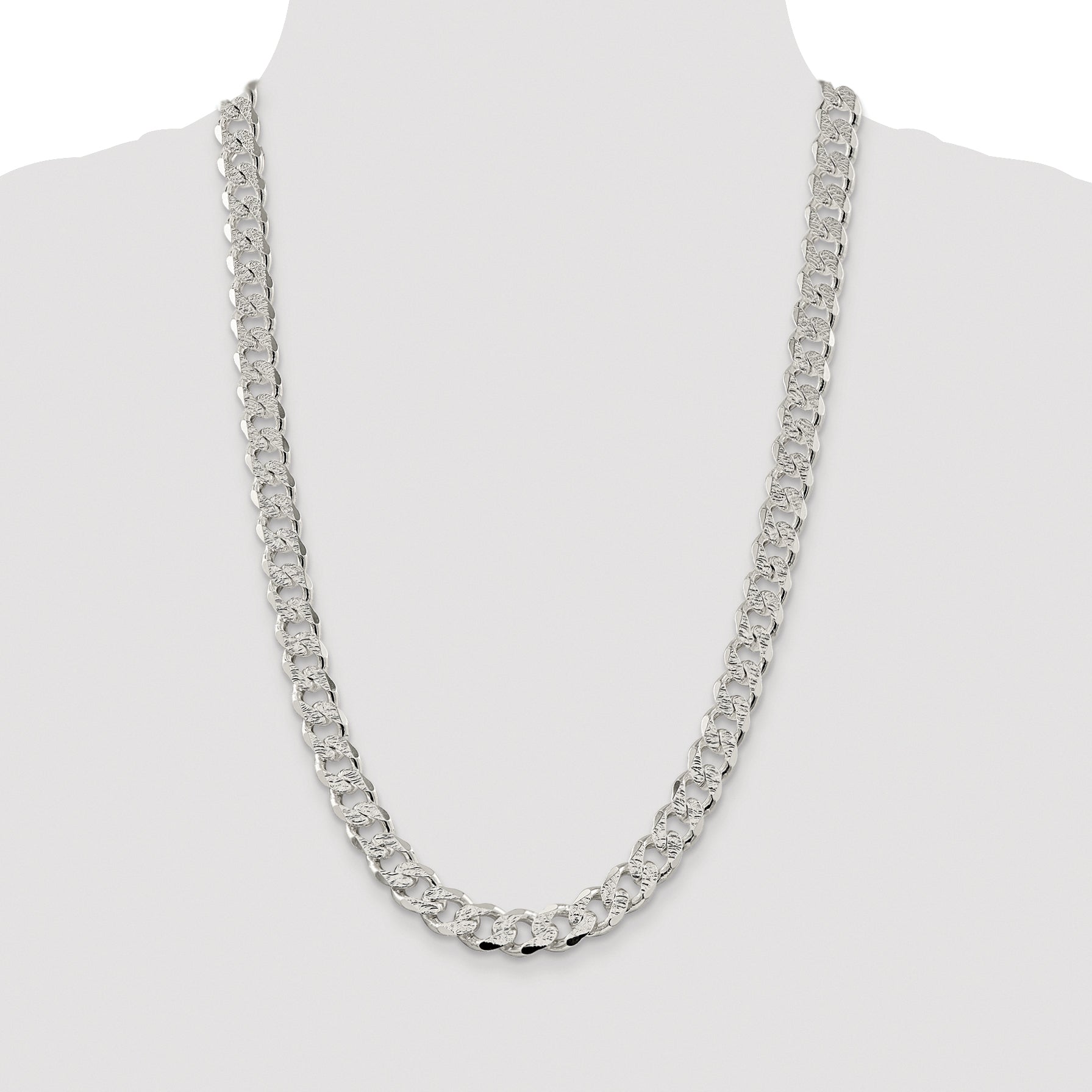 Sterling Silver Rhodium-plated 11.0mm Pav‚ Curb Chain