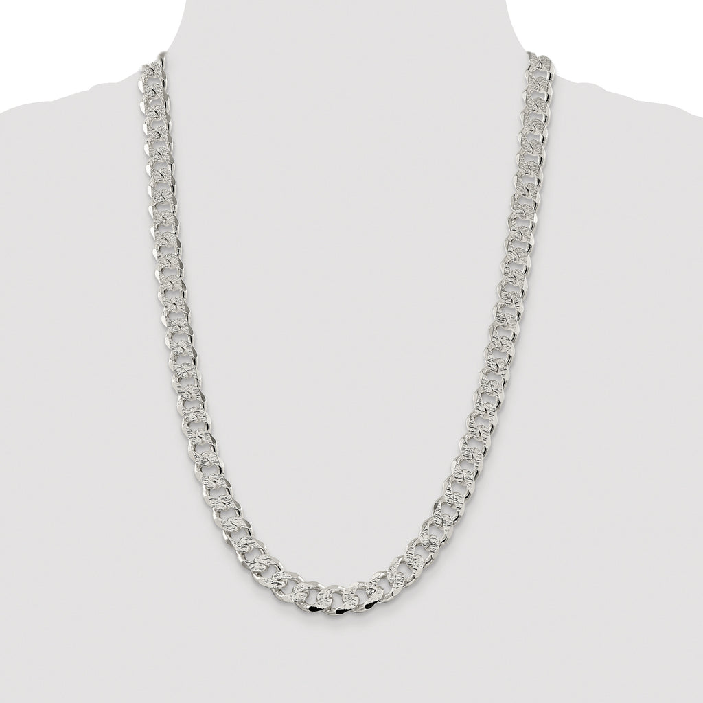 Sterling Silver Rhodium-plated 11.0mm Pav‚ Curb Chain