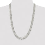 Sterling Silver Rhodium-plated 11.0mm Pav‚ Curb Chain