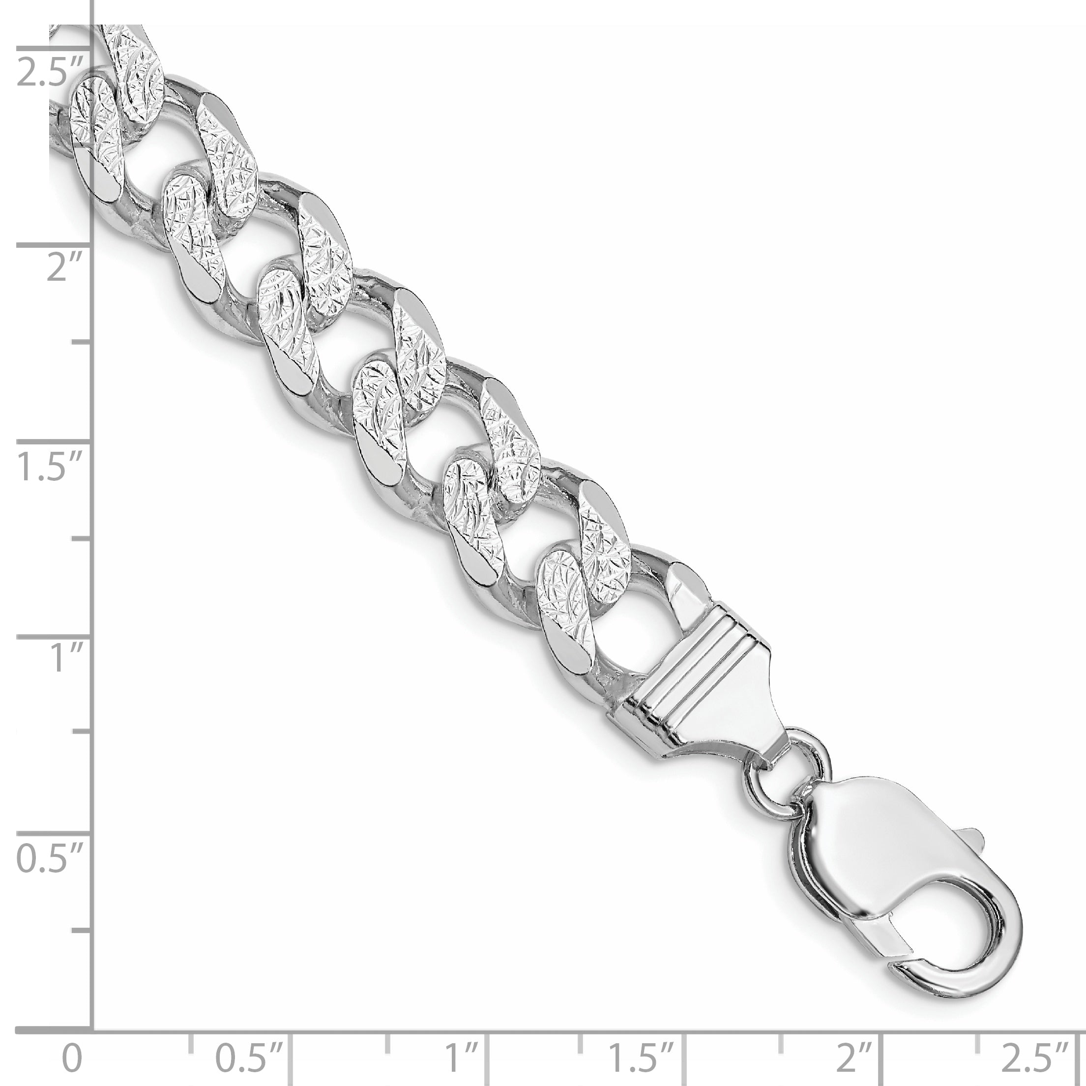 Sterling Silver Rhodium-plated 11.0mm Pav‚ Curb Chain