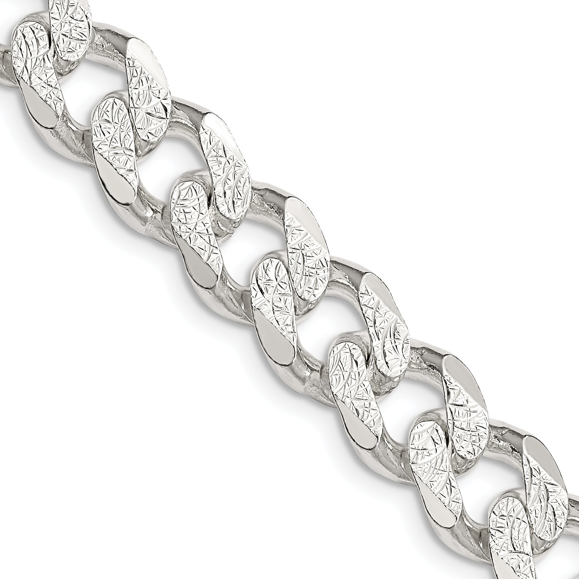 Sterling Silver 11.0mm Pav‚ Curb Chain