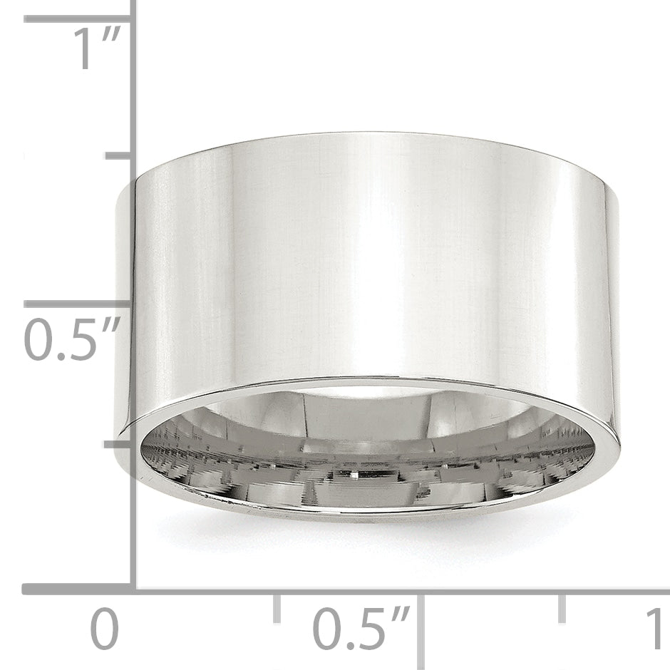 Sterling Silver Flat Comfort-Fit Wedding Band 12mm