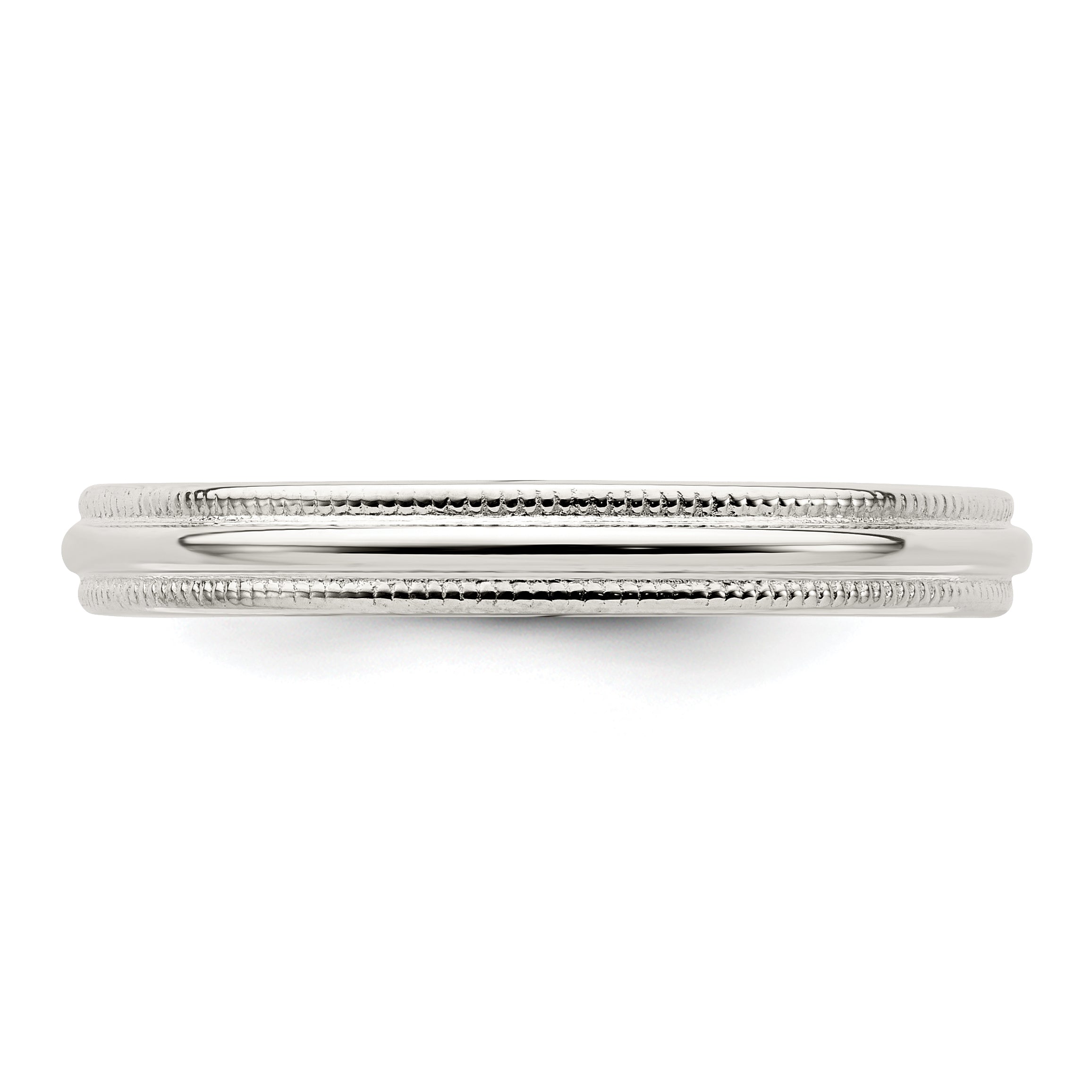 Sterling Silver Rhodium-plated 3mm Comfort Fit Milgrain Size 12 Band