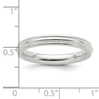 Sterling Silver 3mm Comfort Fit Half Round Milgrain Band