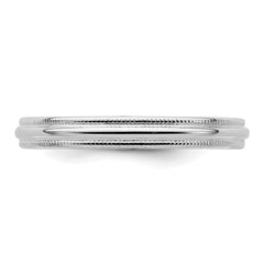 Sterling Silver Rhodium-plated 3mm Comfort Fit Milgrain Size 13 Band