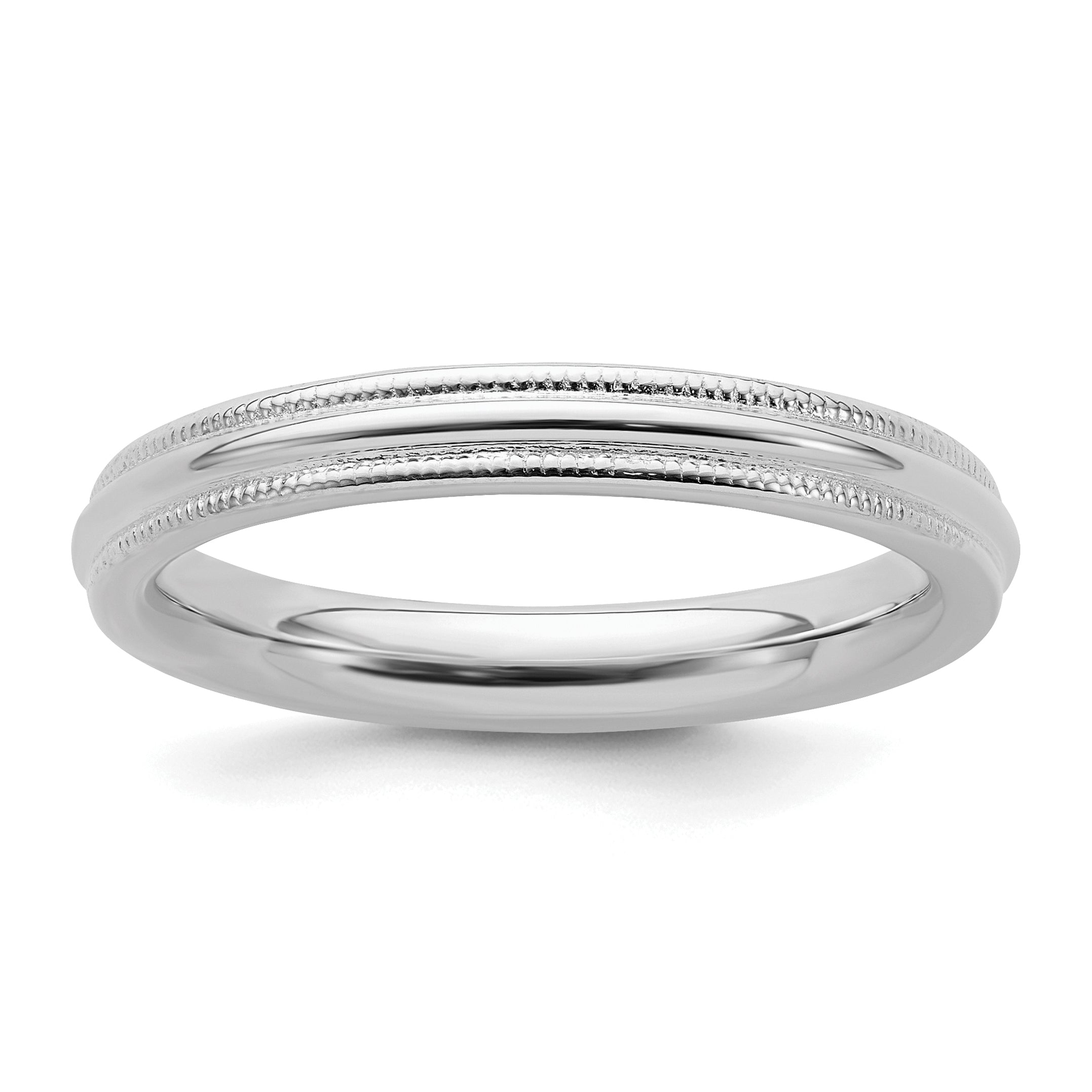 Sterling Silver Rhodium-plated 3mm Comfort Fit Milgrain Size 13.5 Band Main image