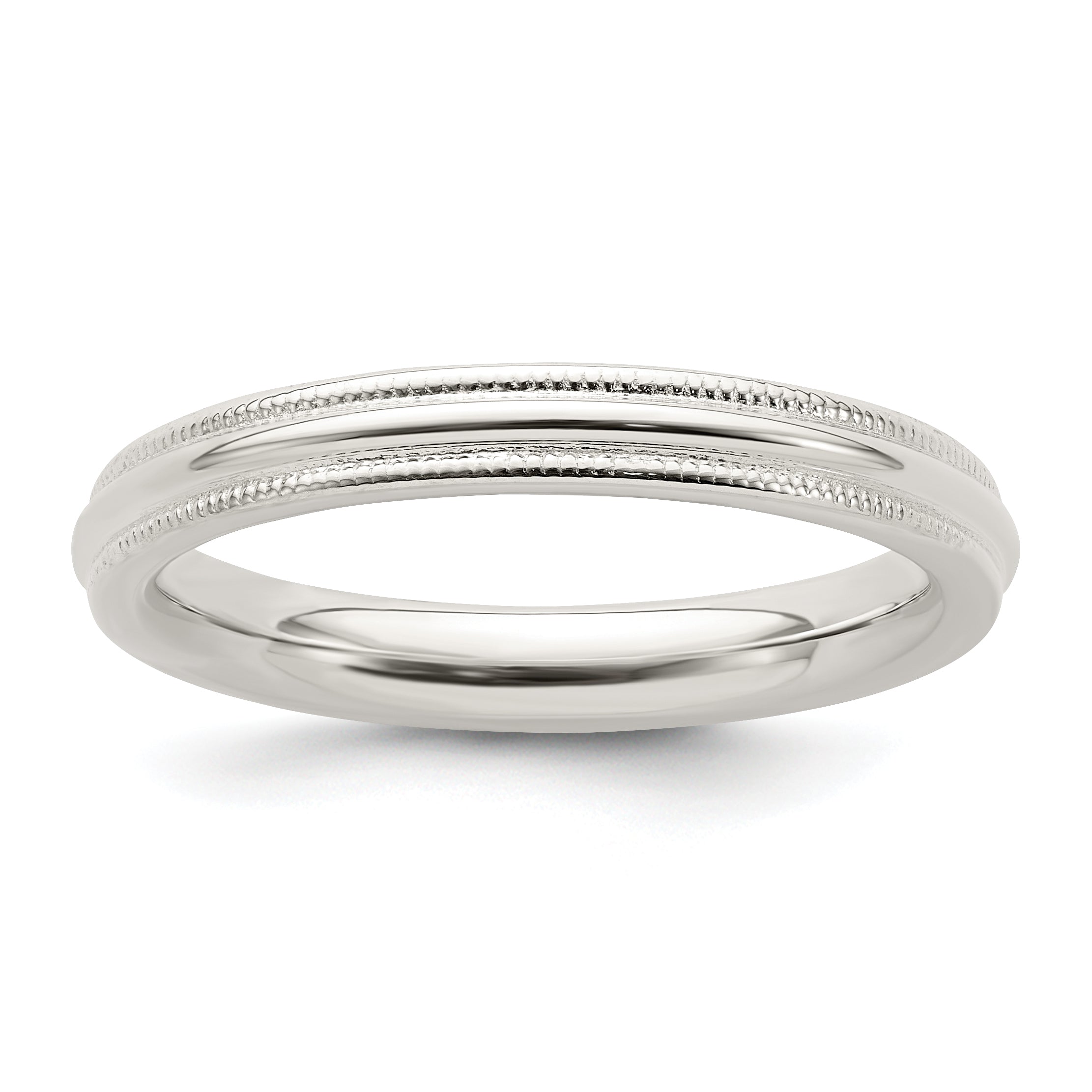 Sterling Silver 3mm Comfort Fit Half Round Milgrain Band Main image