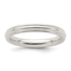Sterling Silver 3mm Comfort Fit Half Round Milgrain Band