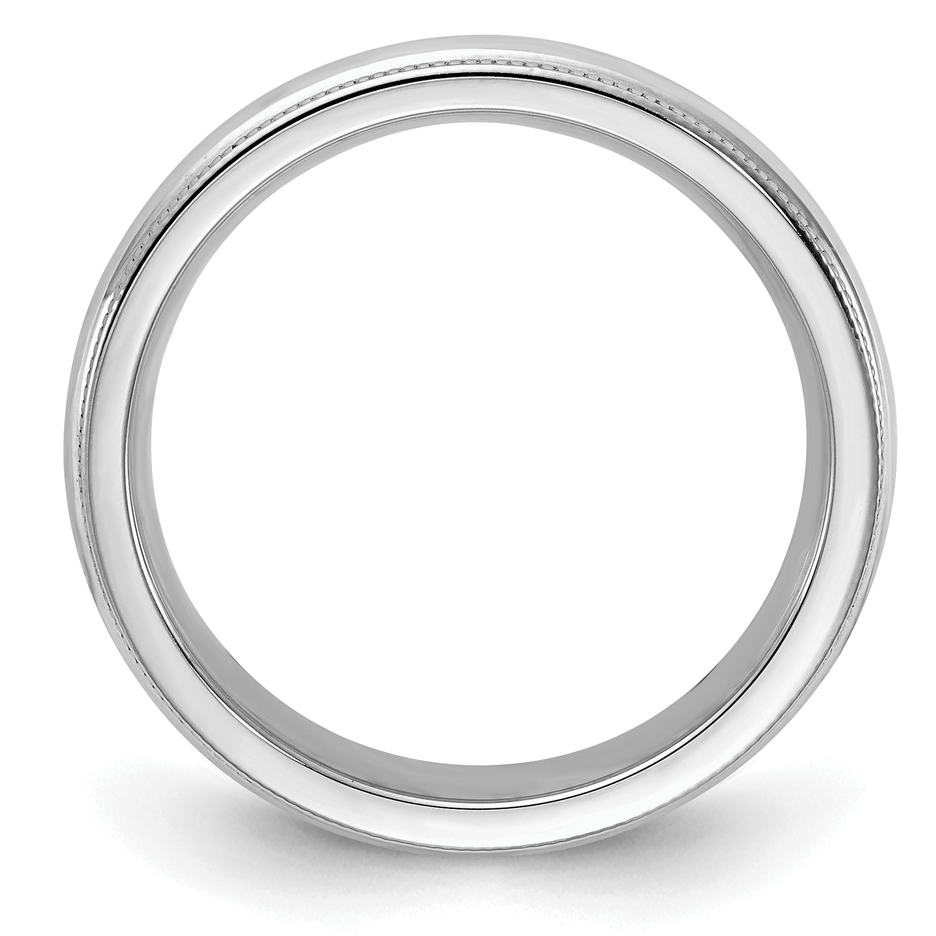 Sterling Silver Rhodium-plated 4mm Comfort Fit Milgrain Band Main image