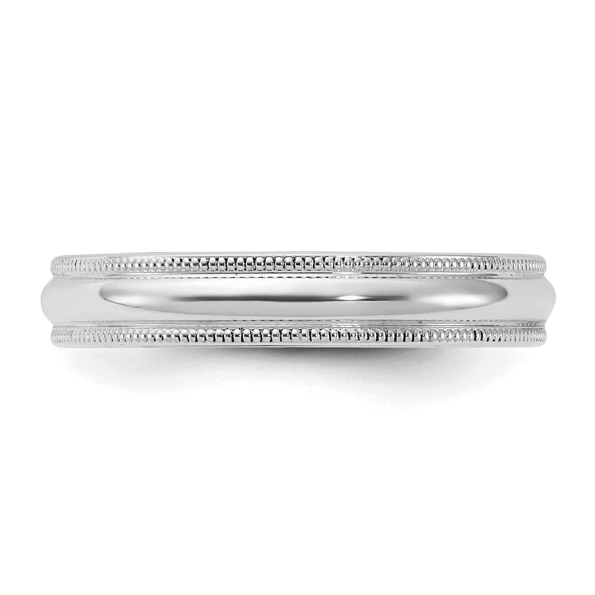Sterling Silver Rhodium-plated 4mm Comfort Fit Milgrain Size 13.5 Band