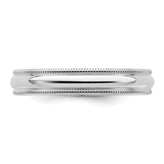 Sterling Silver Rhodium-plated 4mm Comfort Fit Milgrain Size 13.5 Band