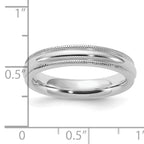 Sterling Silver Rhodium-plated 4mm Comfort Fit Milgrain Band