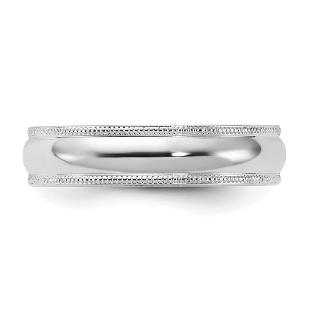 Sterling Silver Rhodium-plated 5mm Comfort Fit Milgrain Band