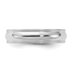 Sterling Silver Rhodium-plated 5mm Comfort Fit Milgrain Band